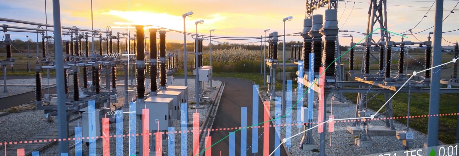 Electric power station with graphic of price increases