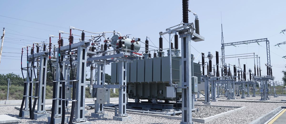 power transformer in solar farm substation